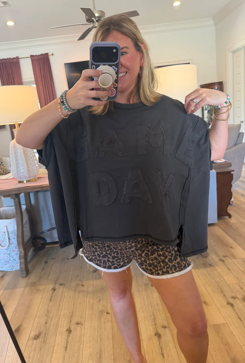 TERRY CLOTH ‘GAME DAY’ TOP : BLACK (LM-0115 BLACK)