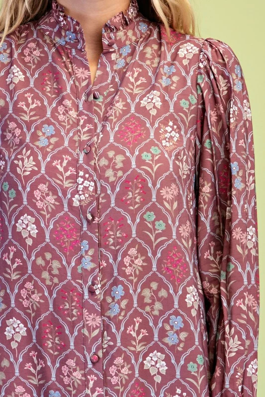 FLORAL TILE BUTTON DOWN MIDI (LM-0120)
