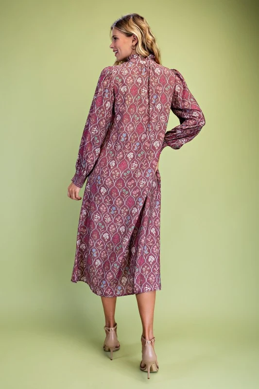 FLORAL TILE BUTTON DOWN MIDI (LM-0120)
