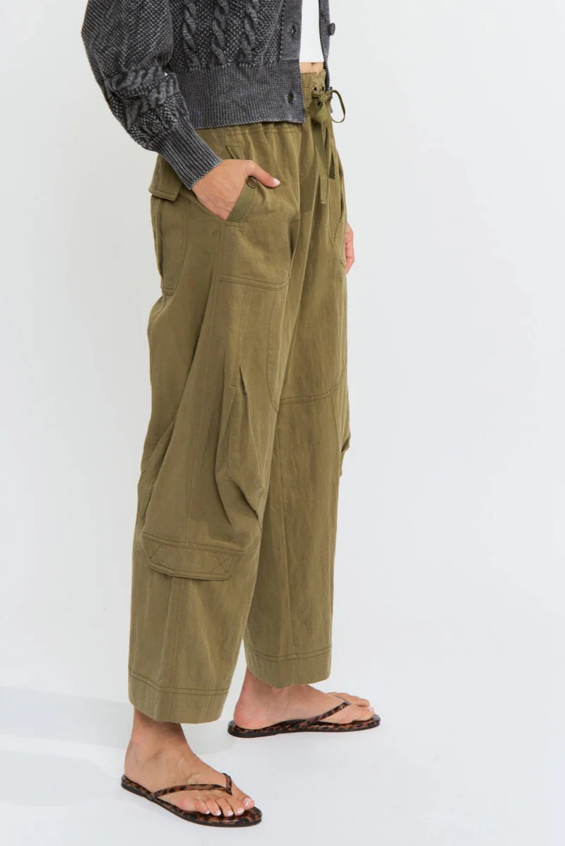 WIDE LEG CARGO / UTILITY PANT : OLIVE (LM-0109) arriving 9/11