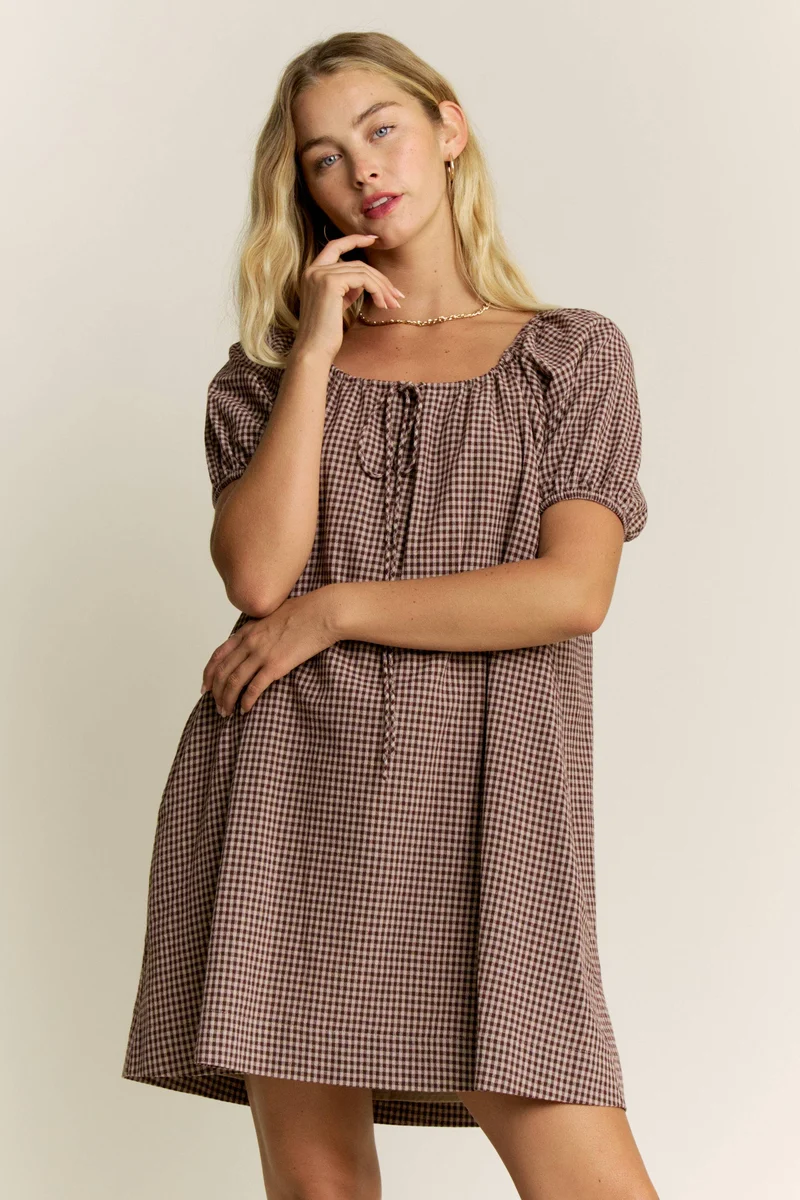 MIRANDA GINGHAM MINI : MOCHA (LM-0111)