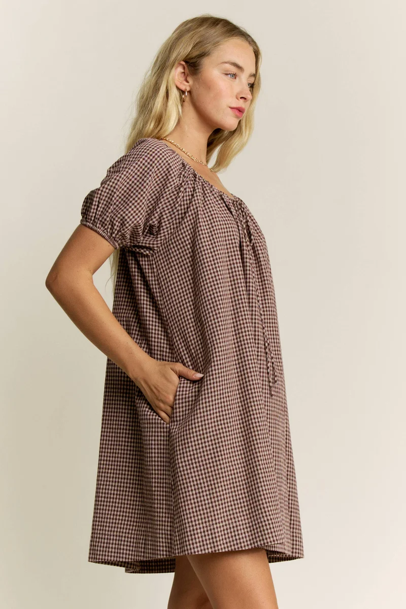 MIRANDA GINGHAM MINI : MOCHA (LM-0111)