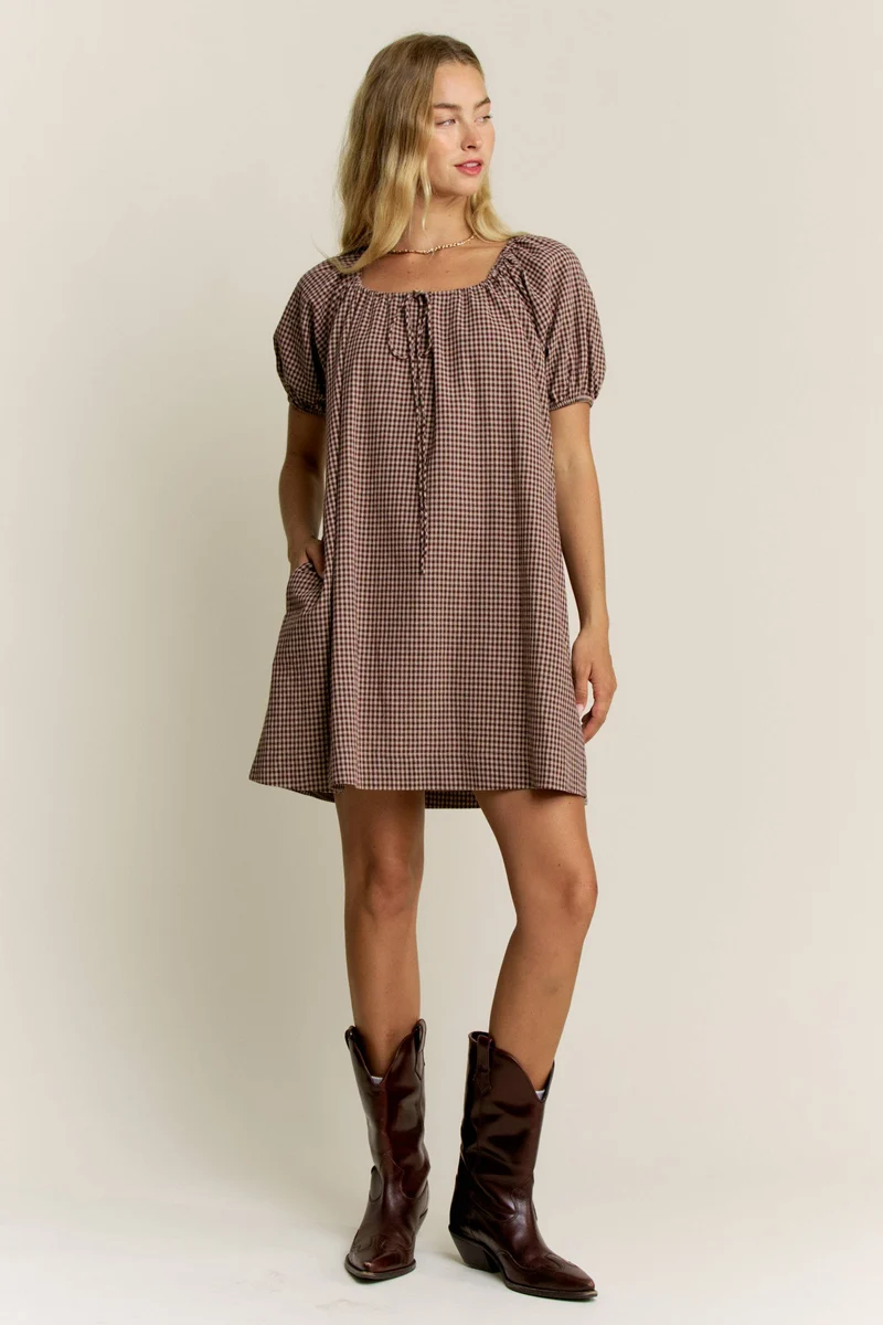 MIRANDA GINGHAM MINI : MOCHA (LM-0111)