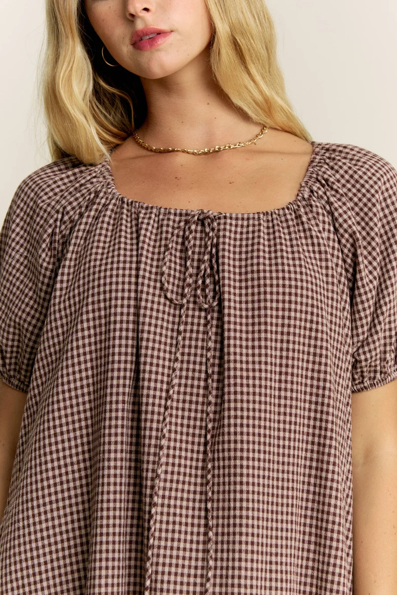 MIRANDA GINGHAM MINI : MOCHA (LM-0111)