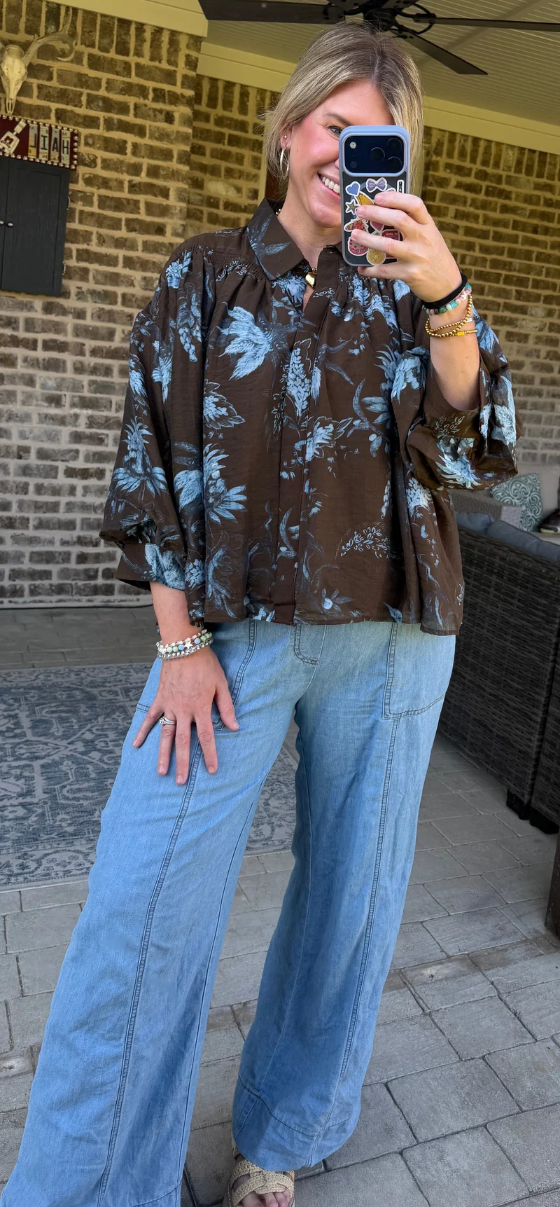FALL FLORAL COLLAR BLOUSE (LM-0118)