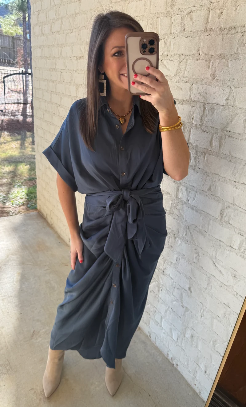 MELINDA SATIN MIDI - MIDNIGHT BLUE (LM-0051)