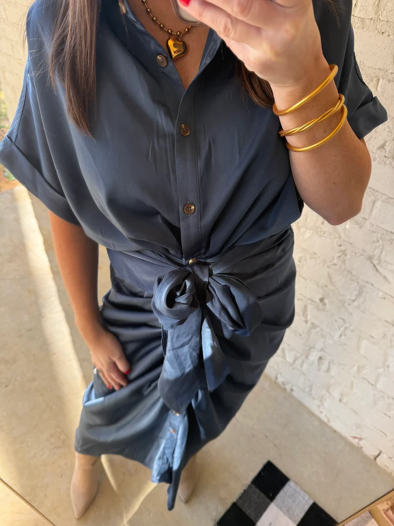 MELINDA SATIN MIDI - MIDNIGHT BLUE (LM-0051)