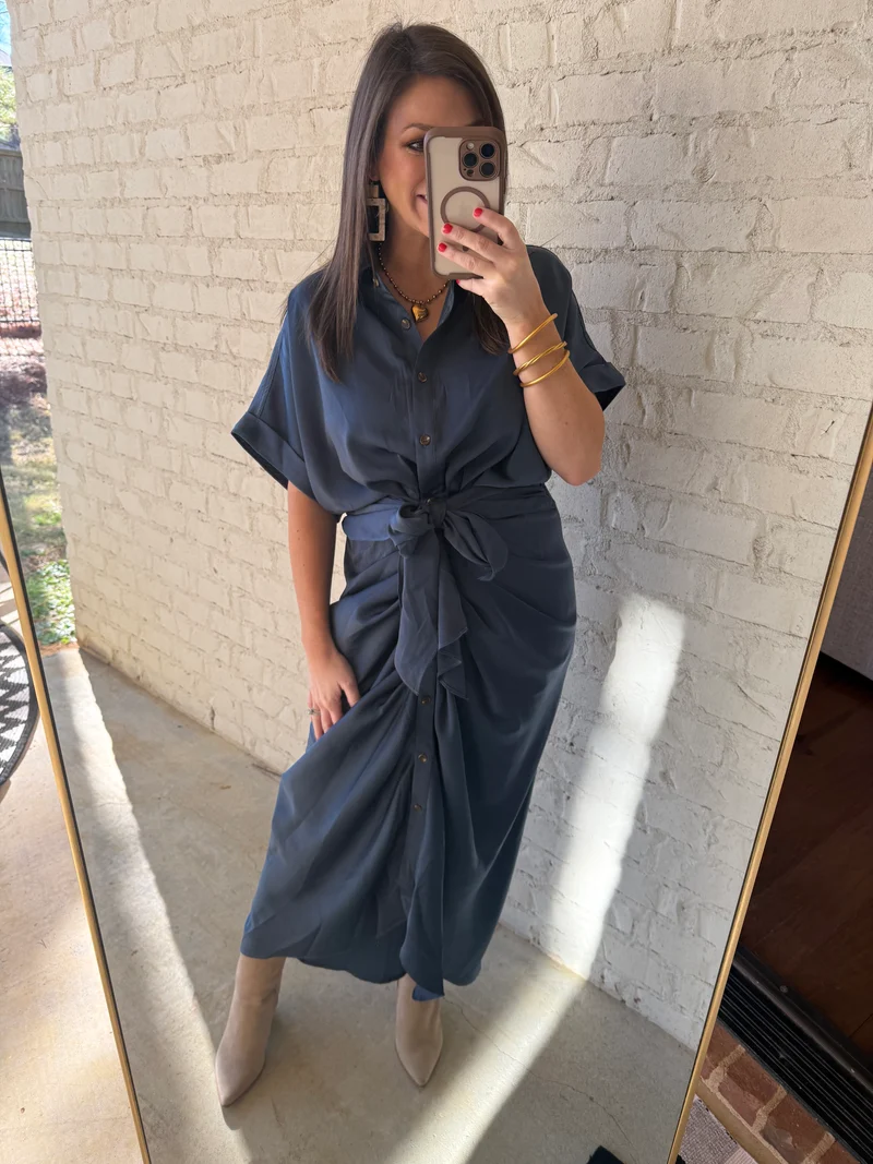 MELINDA SATIN MIDI - MIDNIGHT BLUE (LM-0051)