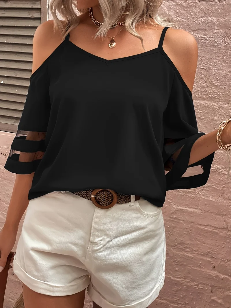 Blouse d’Été Élégante et Confortable pour Femme – Blouse Épaule Dénudée Chic