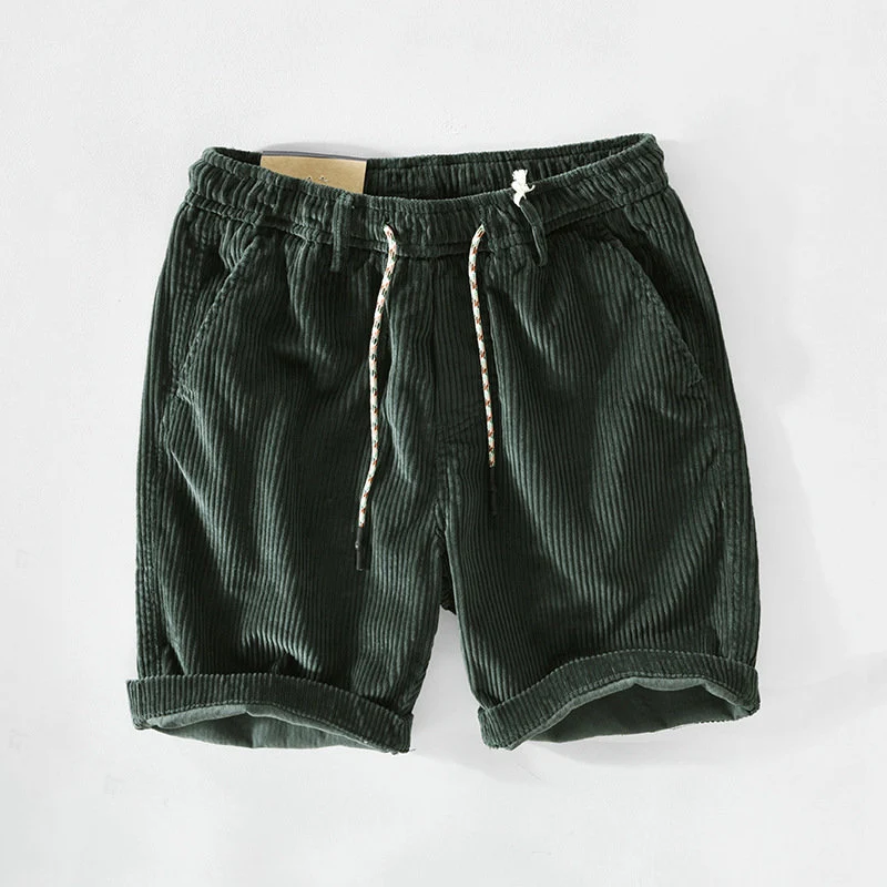 Shorts en Velours Côtelé Homme – Taille Élastique avec Cordon et Ourlets