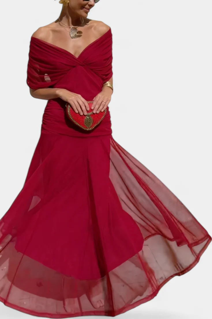 Robe longue à col en V et motif floral pour femme – Une tenue élégante et fluide