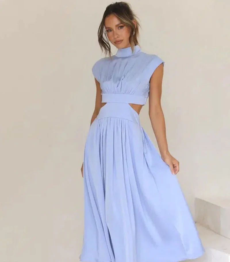 Robe longue pour femme avec décolleté hanches ouvertes - Robe élégante et fluide