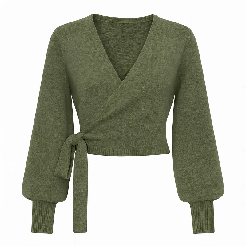 Chemisier cache-cœur élégant et confortable en maille pour femme - Haut en maille stylé