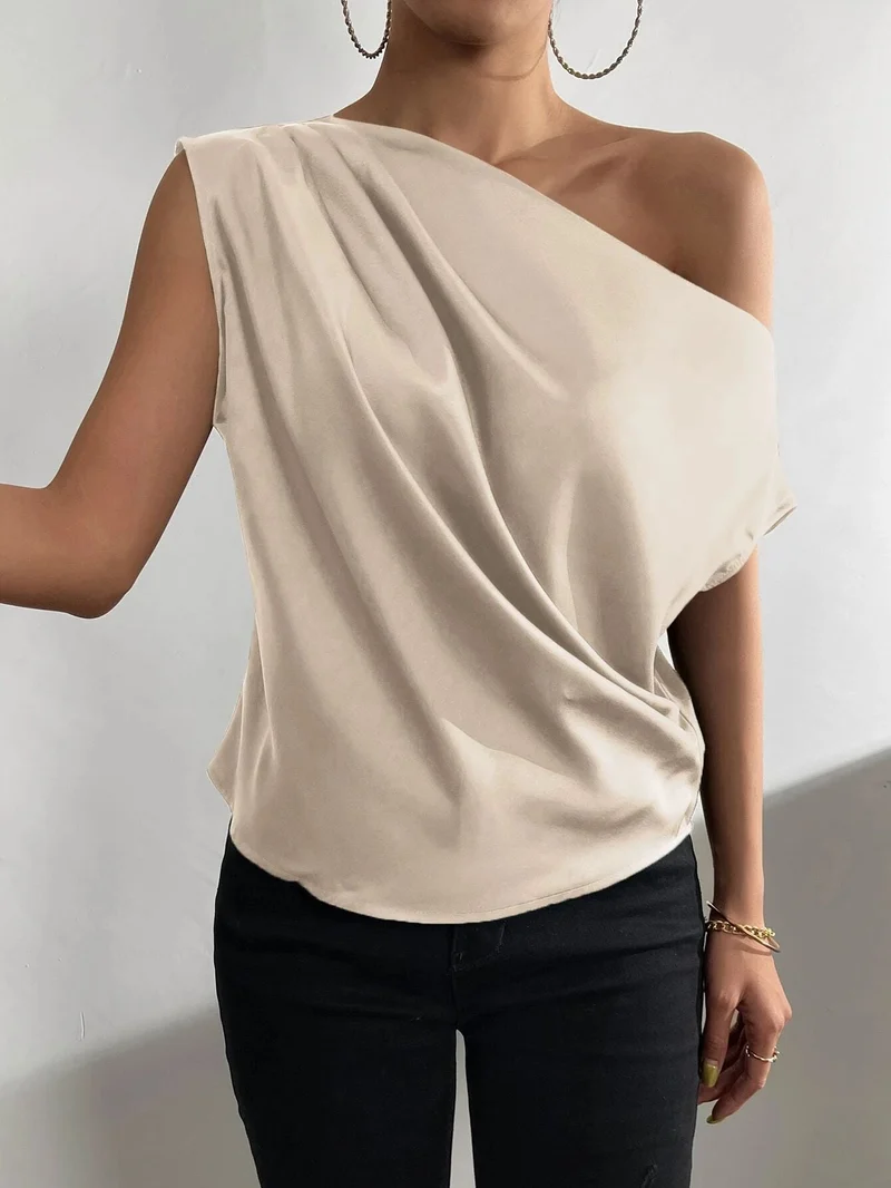 Haut Femme Asymétrique Épaule Dénudée – Top Moderne Élégant