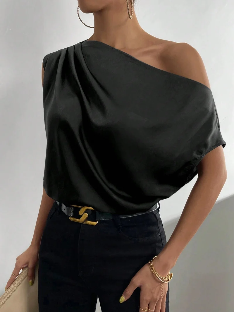 Haut Femme Asymétrique Épaule Dénudée – Top Moderne Élégant