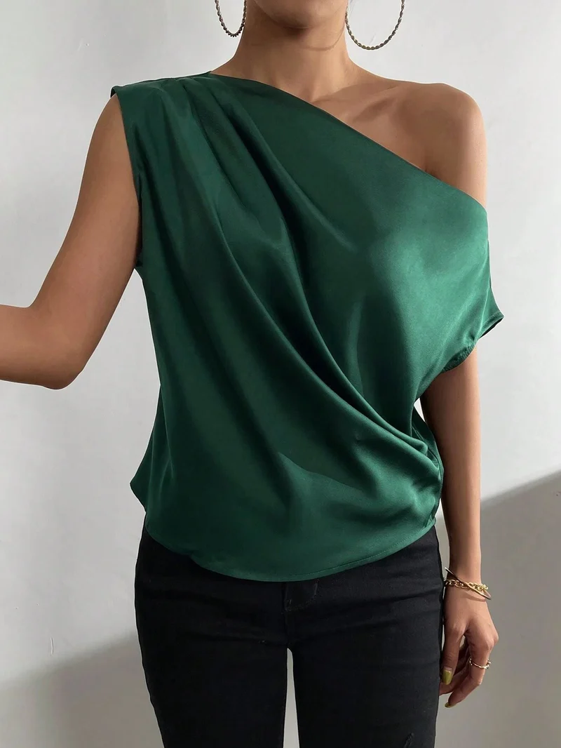 Haut Femme Asymétrique Épaule Dénudée – Top Moderne Élégant
