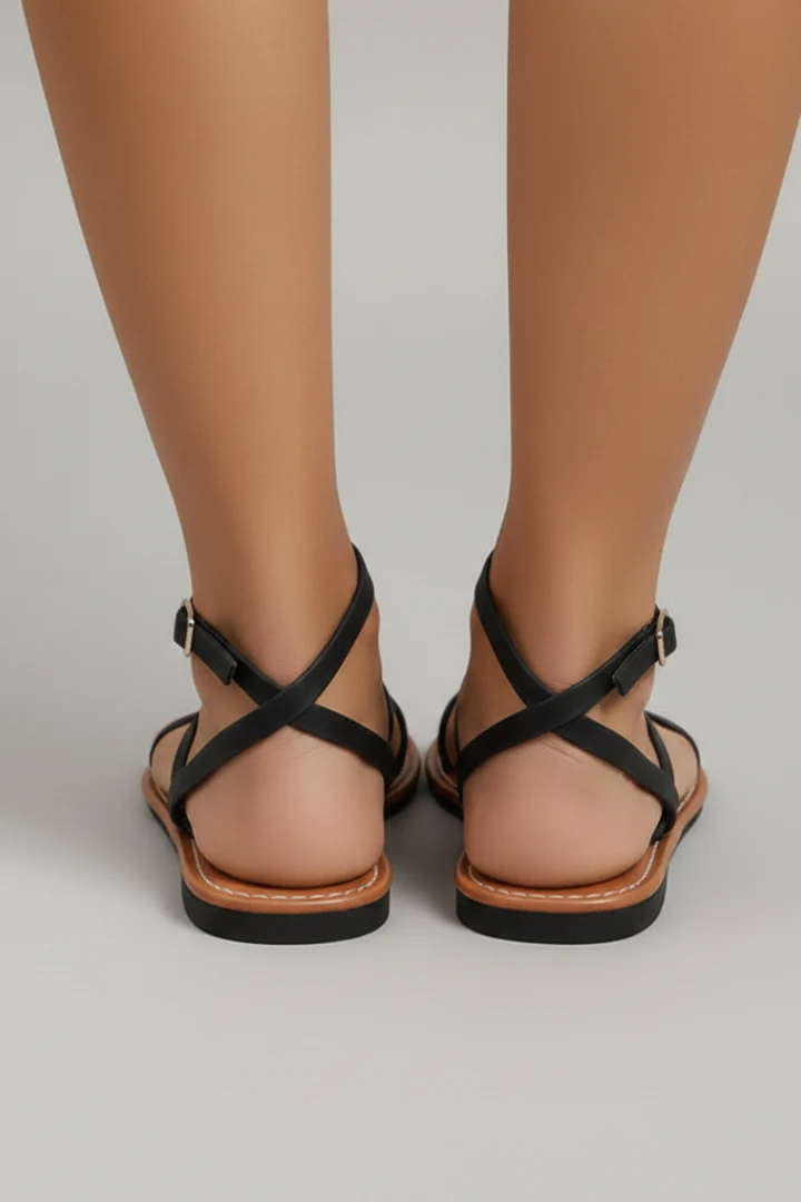 Sandales Plates Femme à Brides Croisées – Sandales Été Ouvertes