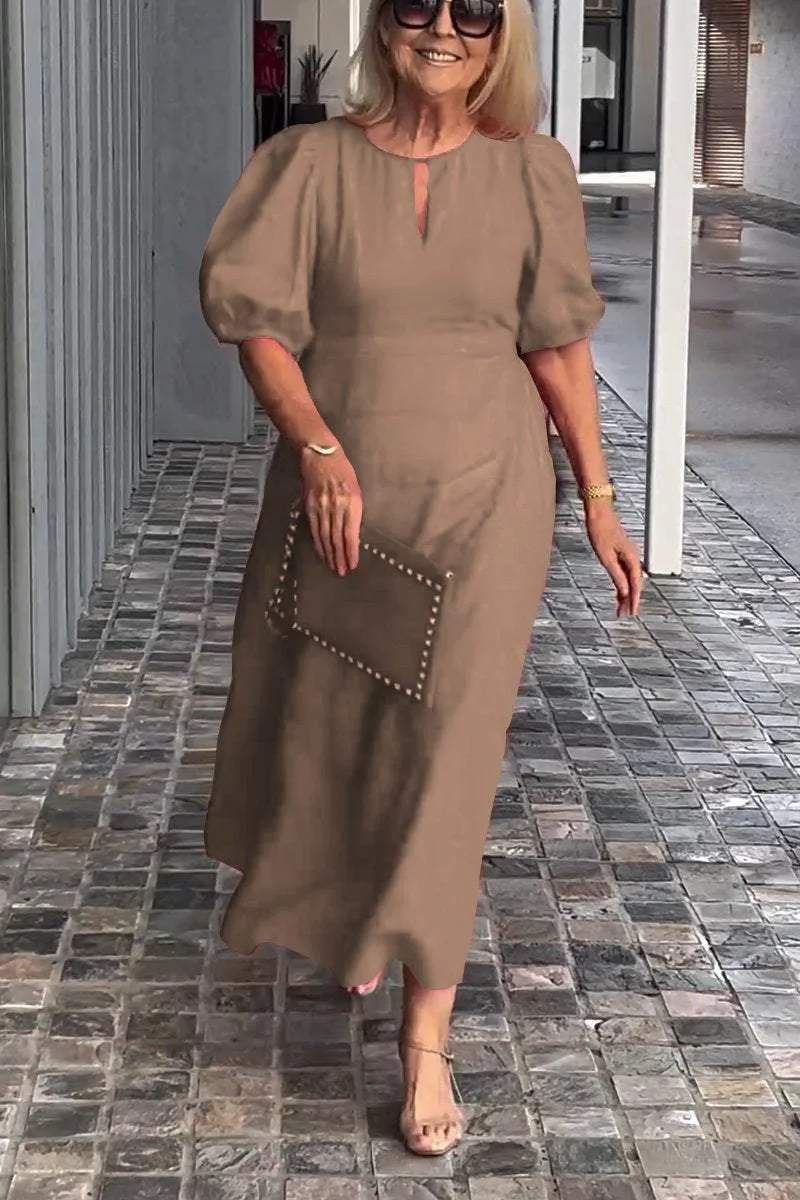 Robe Puff Intemporelle - Robe midi trapèze pour femme, blanche