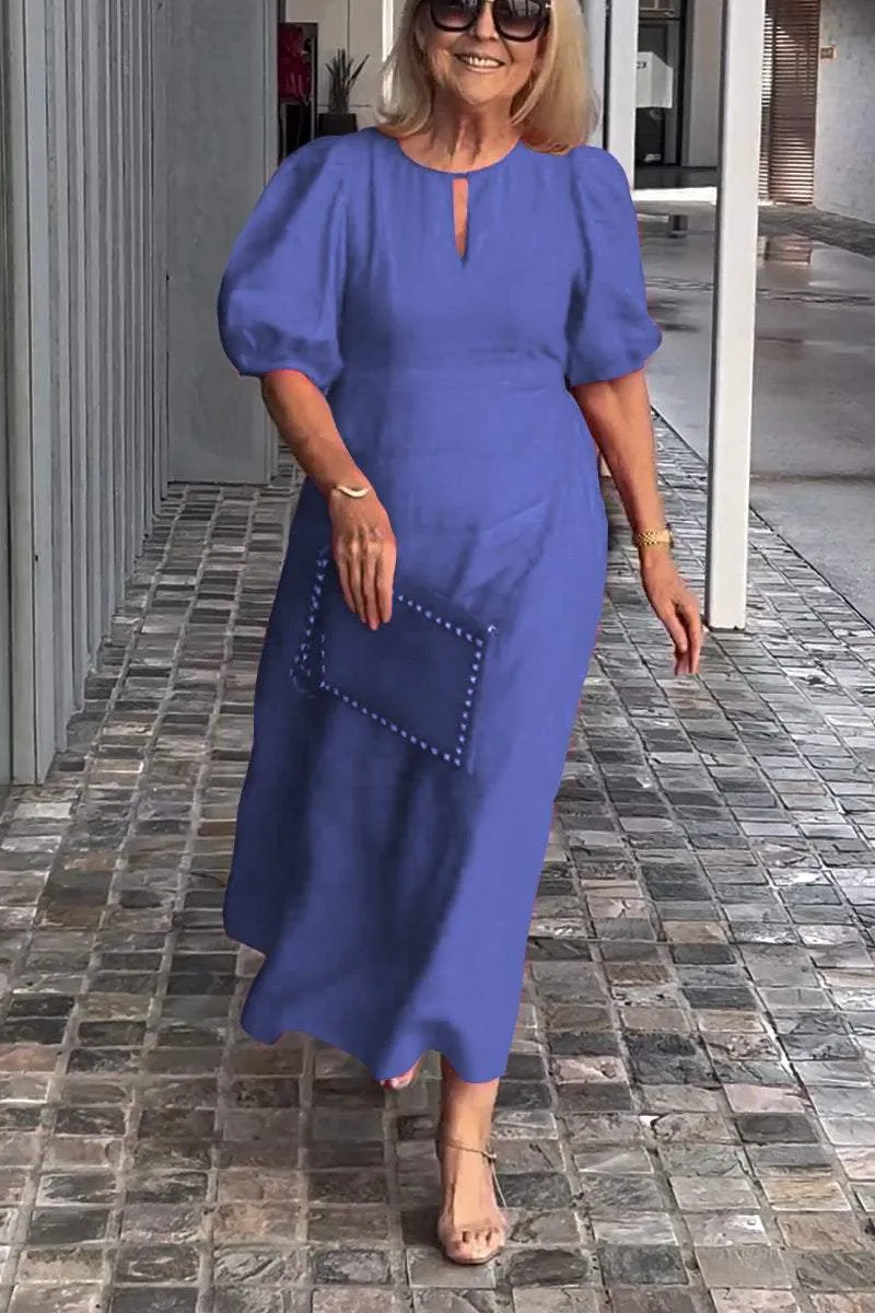 Robe Puff Intemporelle - Robe midi trapèze pour femme, blanche