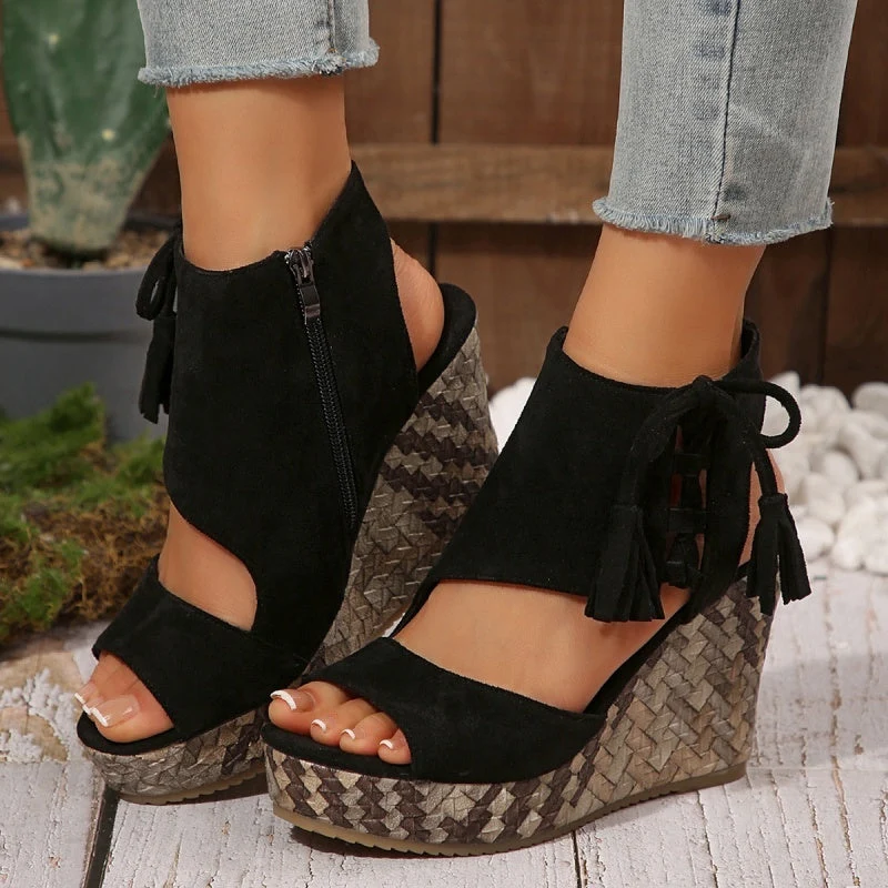 Sandales Compensées Bohème Chic Femme – Plateforme Haute Confort Été