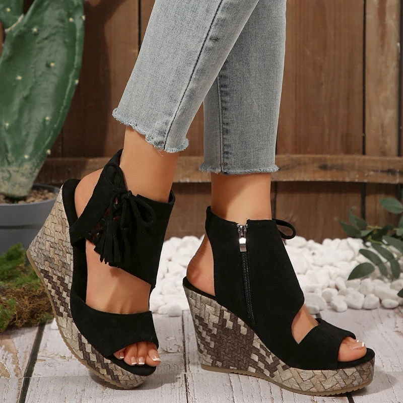 Sandales Compensées Bohème Chic Femme – Plateforme Haute Confort Été