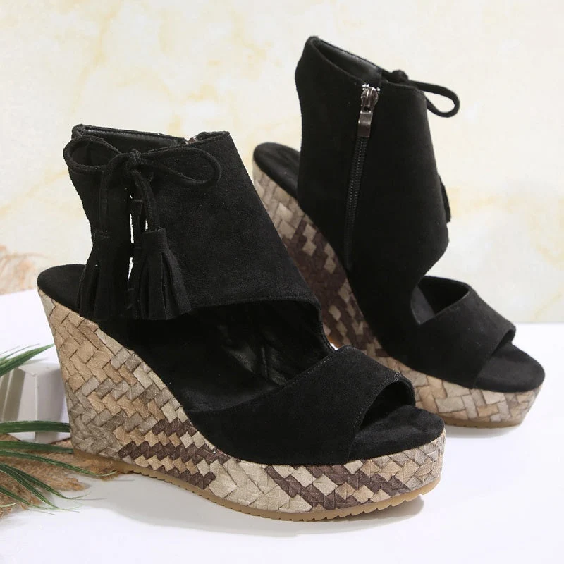 Sandales Compensées Bohème Chic Femme – Plateforme Haute Confort Été