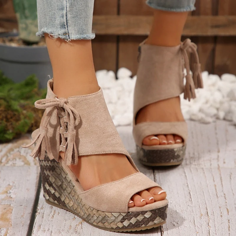 Sandales Compensées Bohème Chic Femme – Plateforme Haute Confort Été