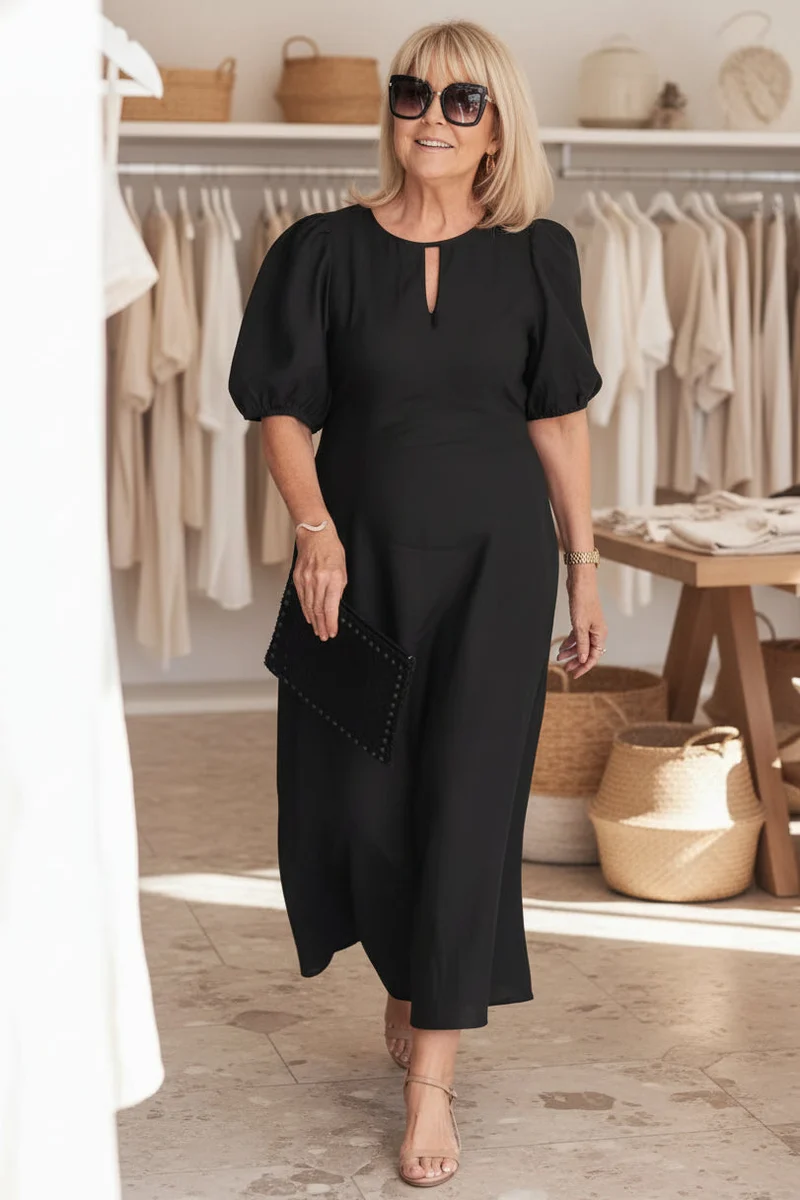 Robe Noire Longue Élégante Femme - Robe Habillée Chic et Intemporelle
