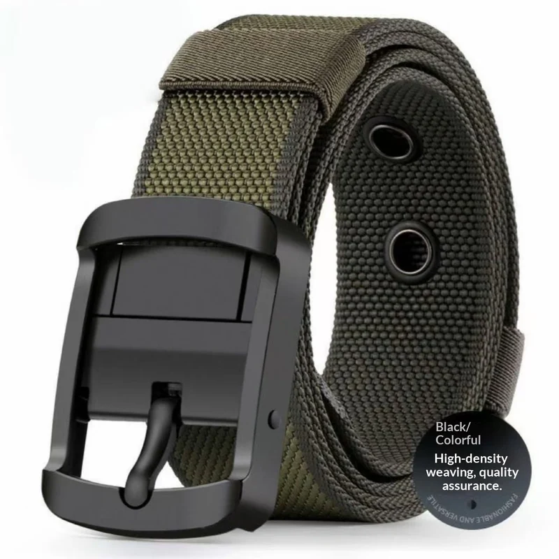 Ceinture en nylon rotative pour homme – Style polyvalent à boucle à ardillon double face