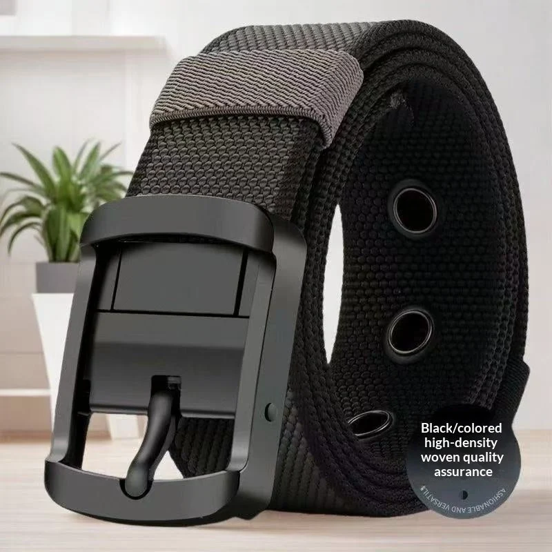 Ceinture en nylon rotative pour homme – Style polyvalent à boucle à ardillon double face
