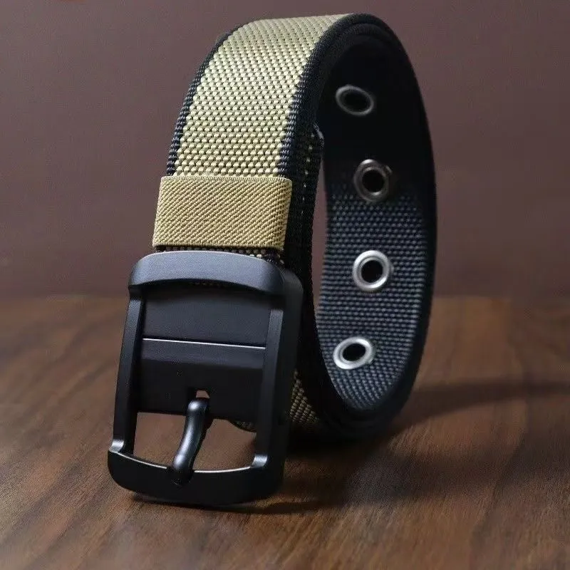 Ceinture en nylon rotative pour homme – Style polyvalent à boucle à ardillon double face