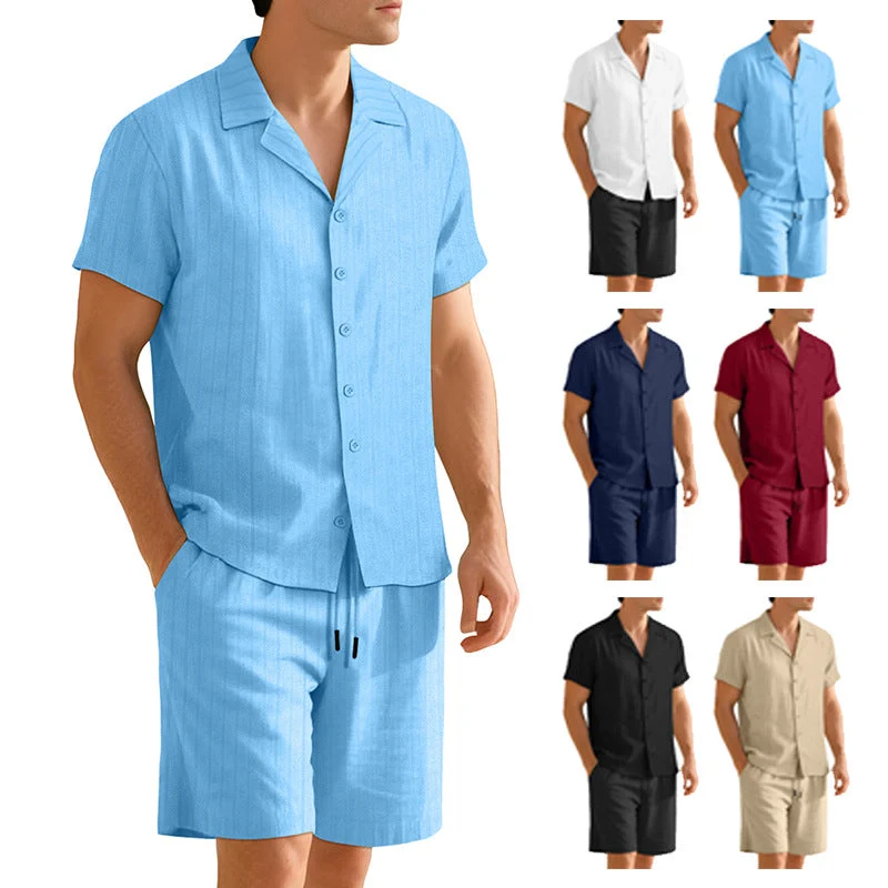 Ensemble chemise et pantalon décontracté pour homme – Manche courte tenue quotidienne durable