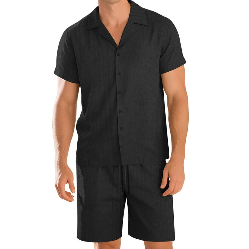 Ensemble chemise et pantalon décontracté pour homme – Manche courte tenue quotidienne durable