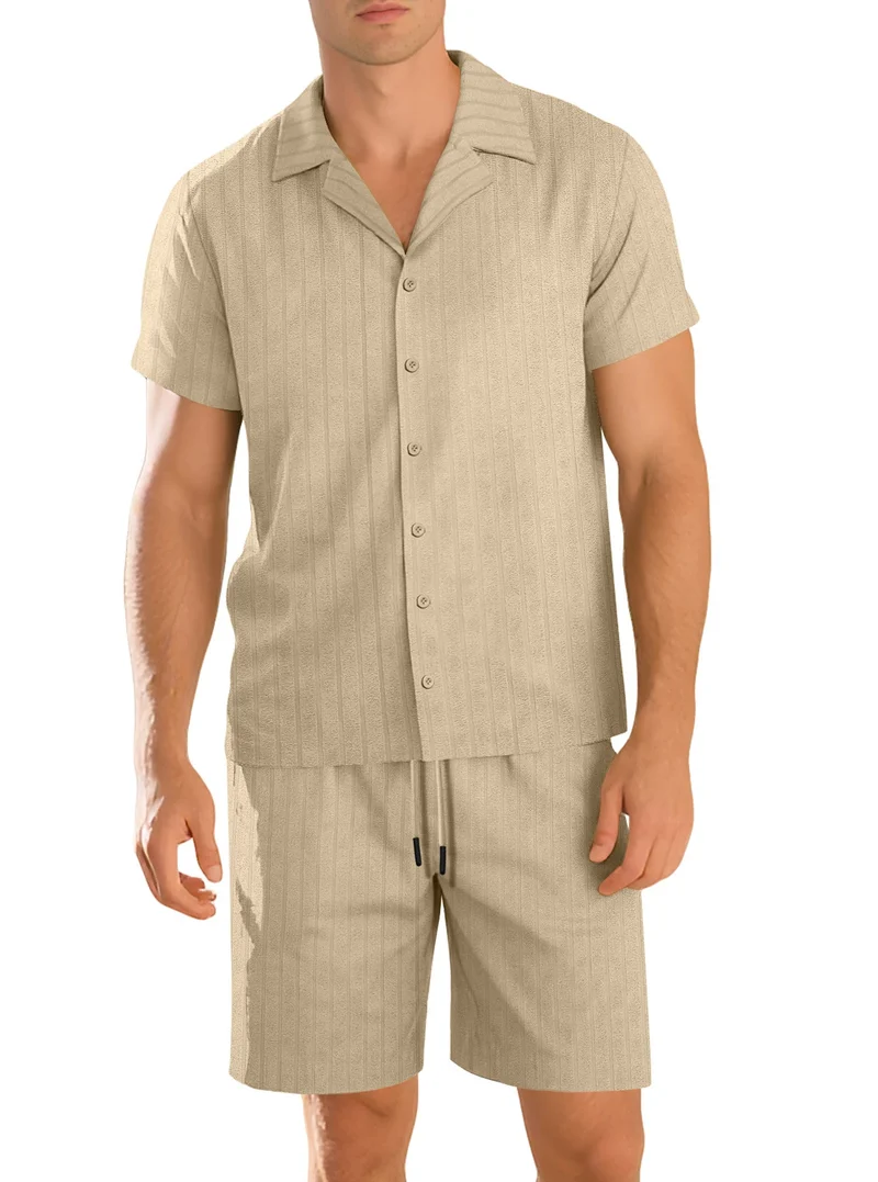 Ensemble chemise et pantalon décontracté pour homme – Manche courte tenue quotidienne durable