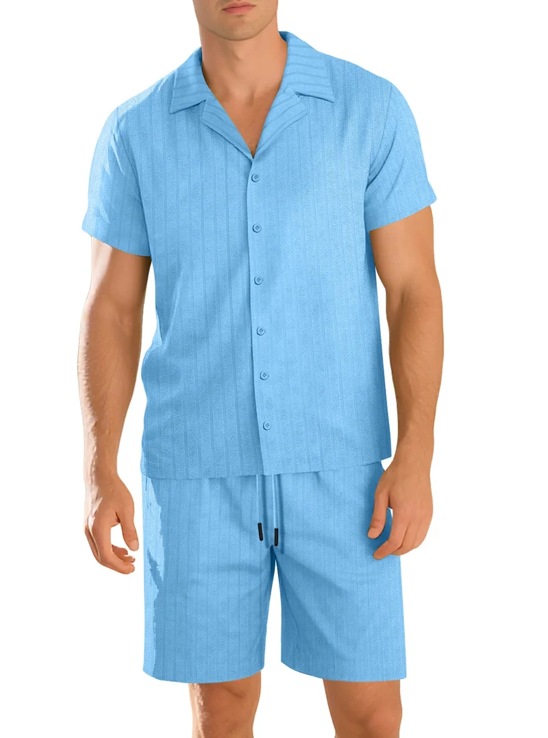 Ensemble chemise et pantalon décontracté pour homme – Manche courte tenue quotidienne durable