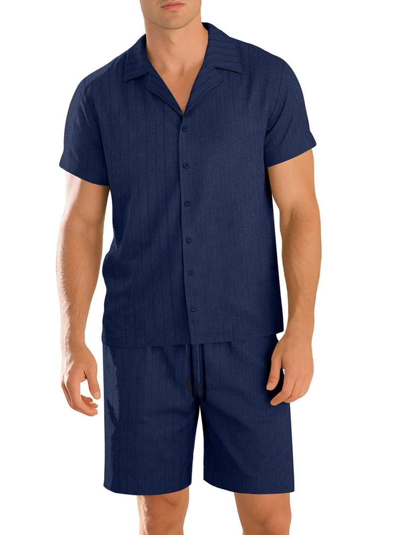 Ensemble chemise et pantalon décontracté pour homme – Manche courte tenue quotidienne durable