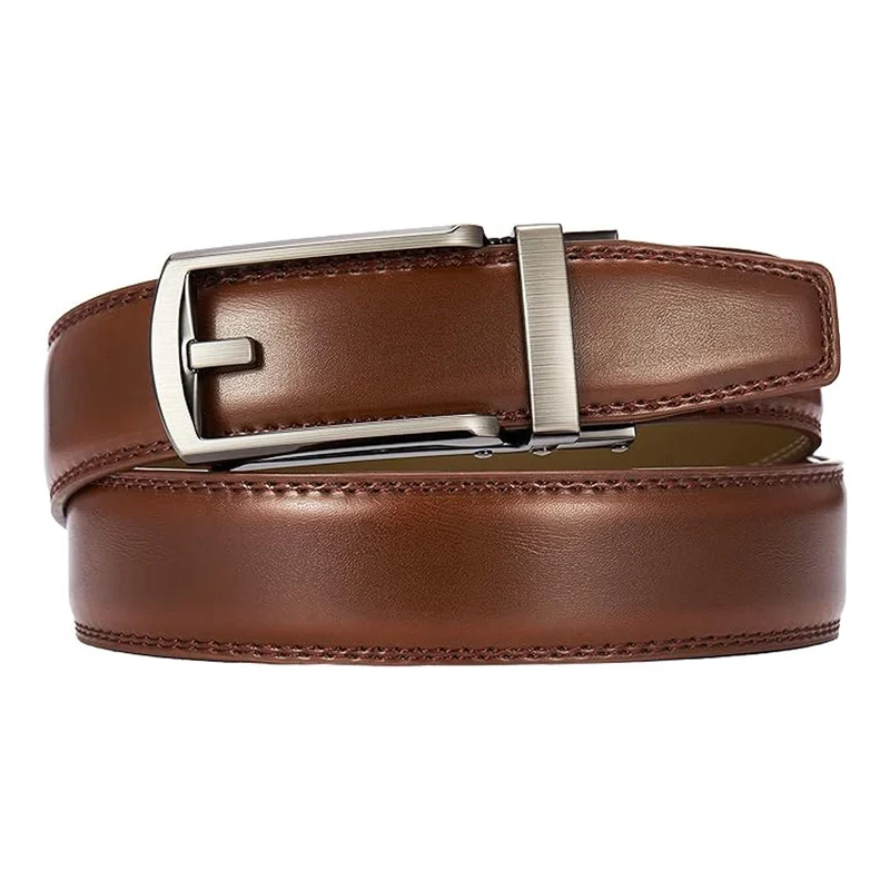 Ceinture en cuir à cliquet pour homme avec fermeture à pression – Style ajustable décontracté et formel