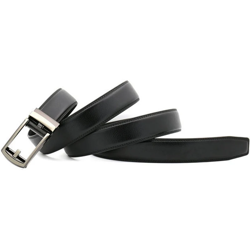 Ceinture en cuir à cliquet pour homme avec fermeture à pression – Style ajustable décontracté et formel