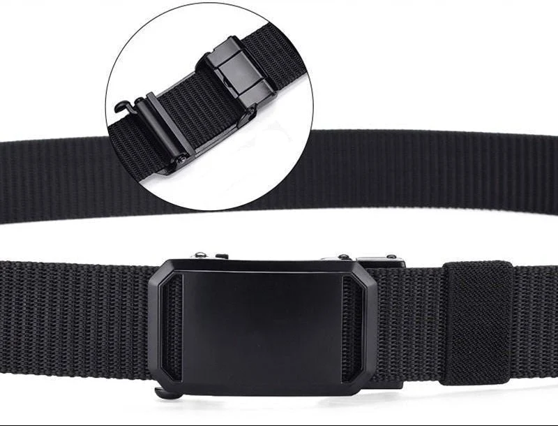 Ceinture en toile nylon durable pour homme – Boucle automatique sans dents style outdoor