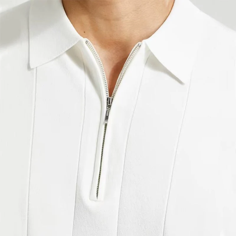Polo homme à manches courtes tendance – Haut estival à col zippé