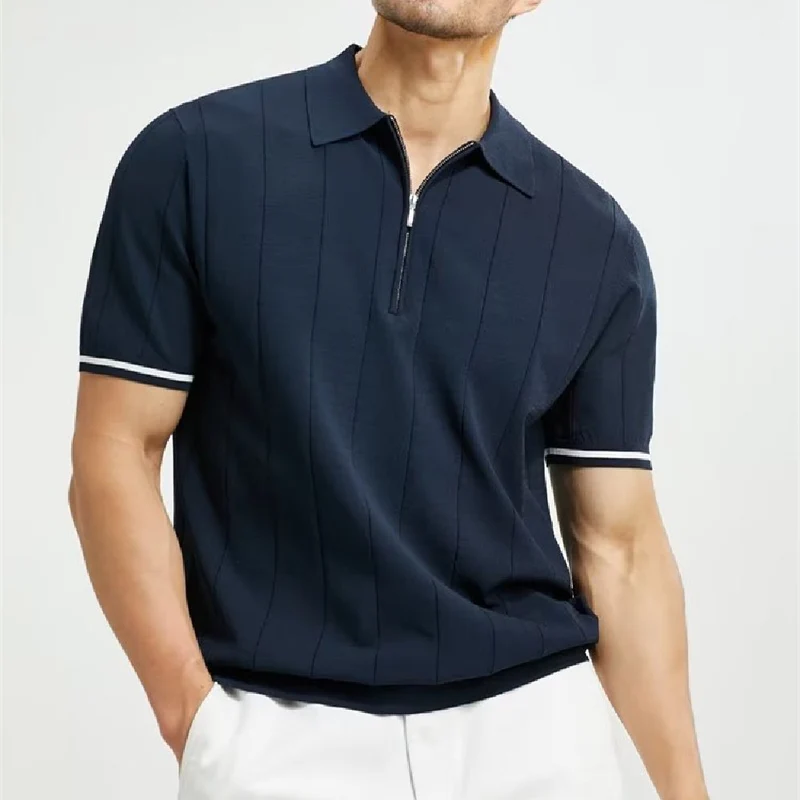 Polo homme à manches courtes tendance – Haut estival à col zippé