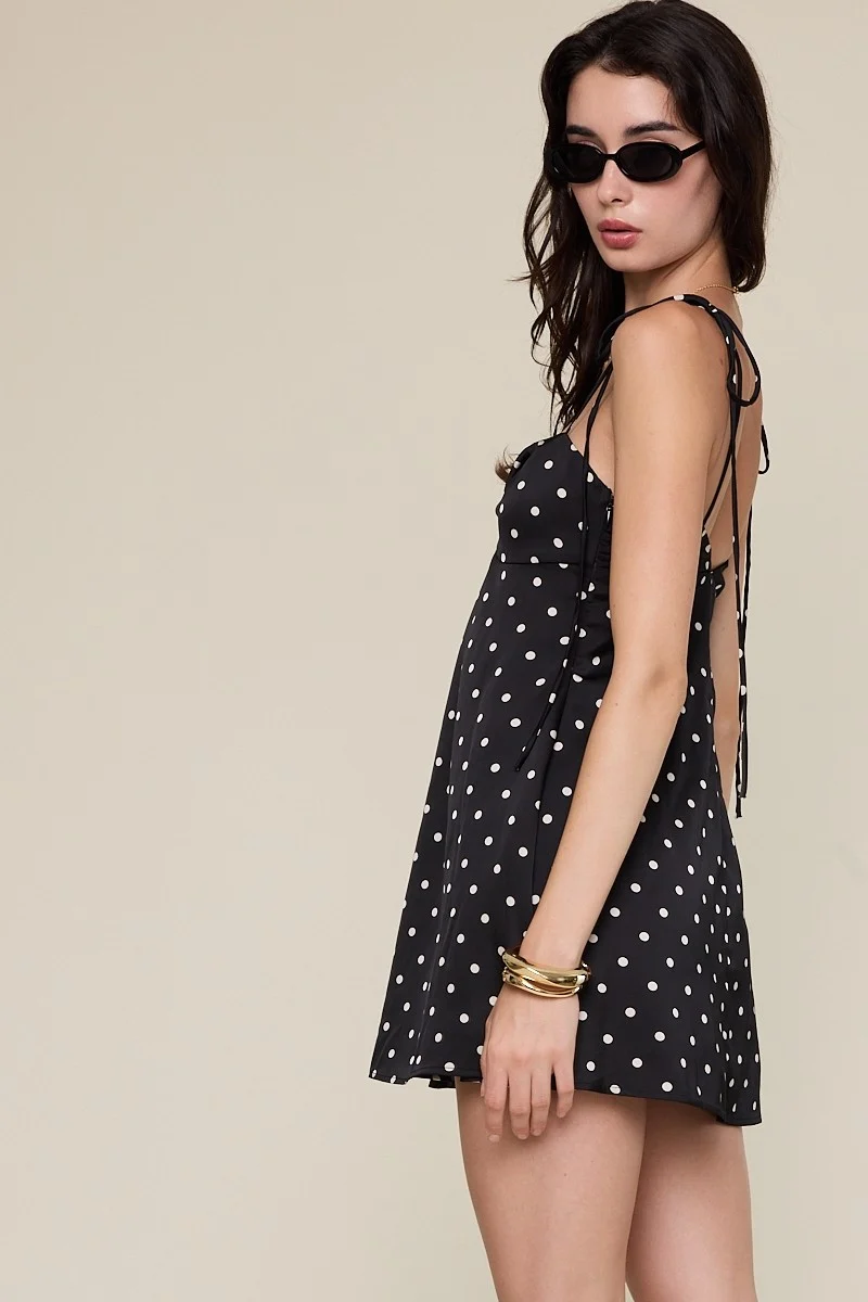 Satin Polka Dot Sweetheart MINI DRESS