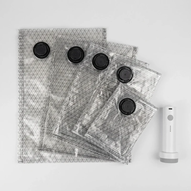Vacuum Storage Bag Set with Wireless Pump for Clothes Bedding Travel