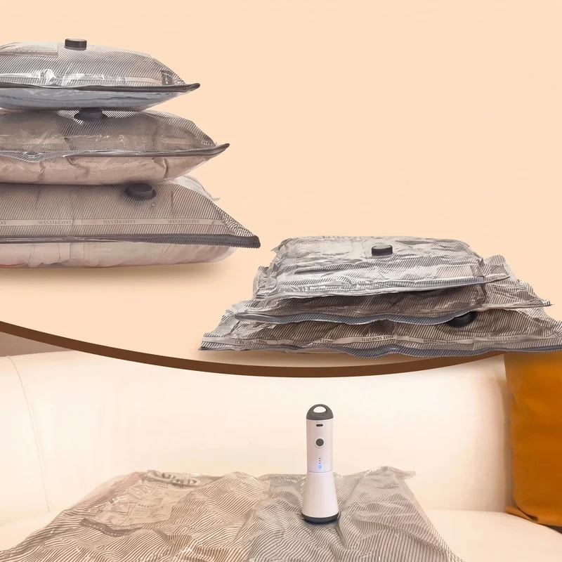 Vacuum Storage Bag Set with Wireless Pump for Clothes Bedding Travel