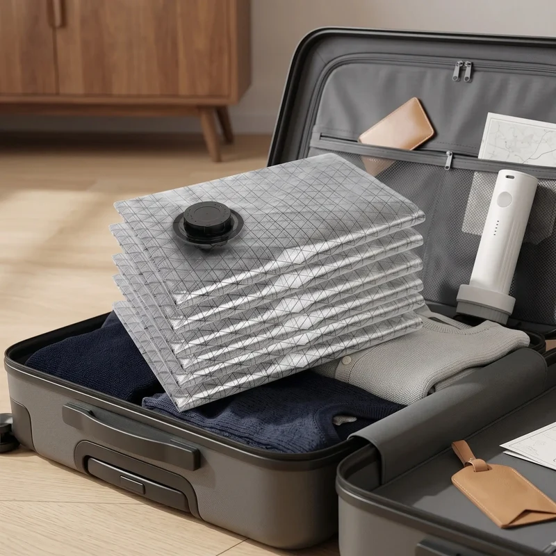 Vacuum Storage Bag Set with Wireless Pump for Clothes Bedding Travel