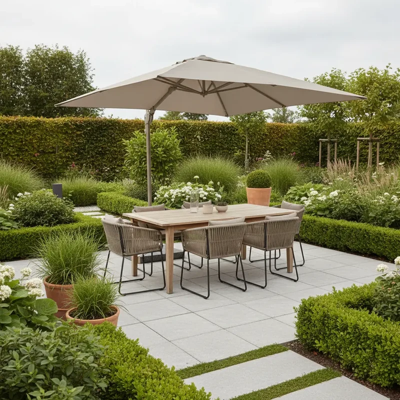 Outdoor Cantilever Garden Parasol with Base Weights | Square Patio Umbrella
