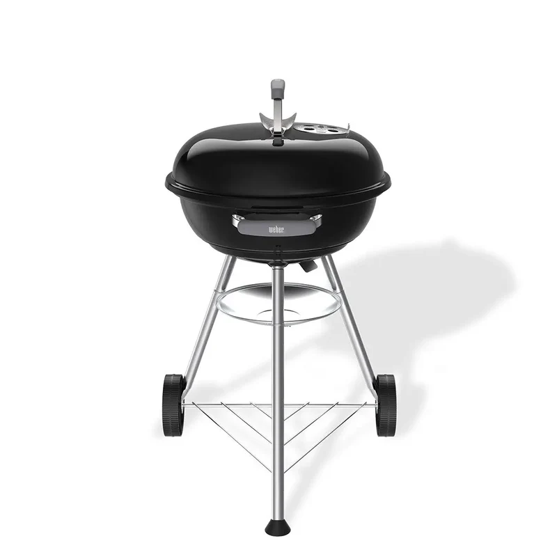 47cm Compact Charcoal BBQ | Black Porcelain-Enamel Kettle Barbecue with One-Touch Cleaning