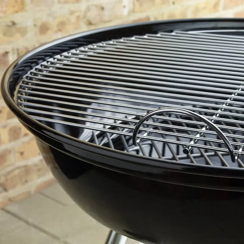 47cm Compact Charcoal BBQ | Black Porcelain-Enamel Kettle Barbecue with One-Touch Cleaning