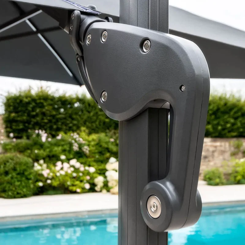 Premium 3m x 3m Cantilever Garden Parasol with LED Lights, 360° Rotation & Base Included