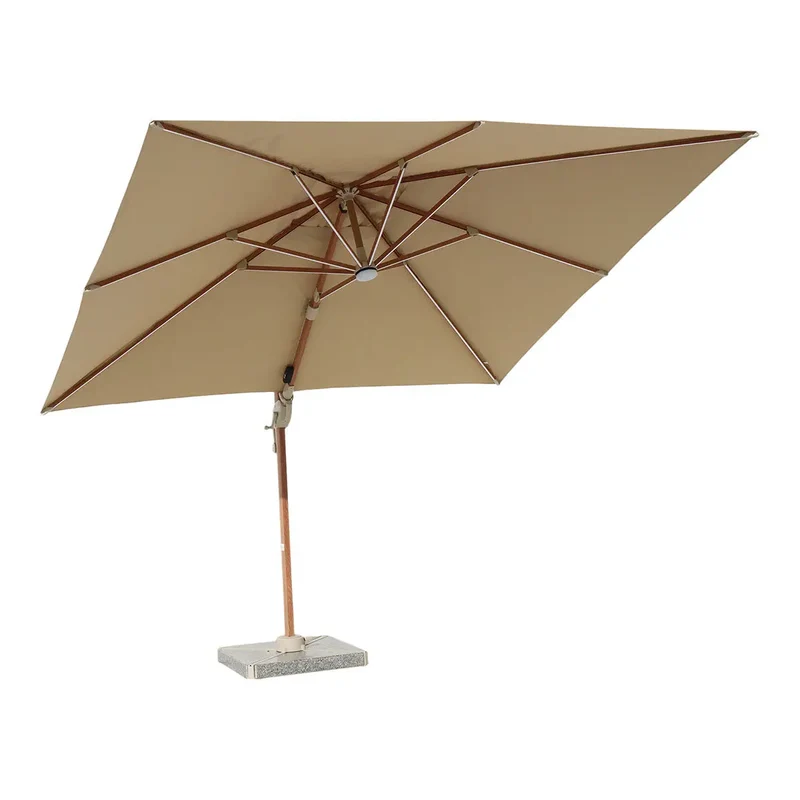 Luxury 3m x 3m Cantilever Garden Parasol | LED Lights, 360° Rotation & Granite Base | Premium Outdoor Shade for Patio & Garden